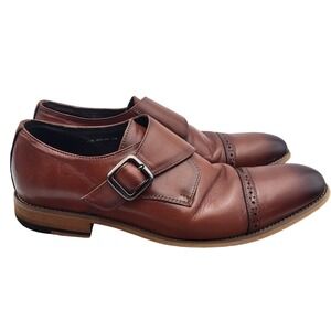 Stacy Adams Monk‎ Strap Shoes Mens Sz 11 M Brown Leather Cap Toe